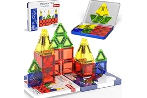 STEM MATCH Baldosas magnéticas de viaje, mini bloques de construcción magnéticos de 26 piezas, juego de baldosas magnéticas de viaje para niños y niñas a partir de 3 años, juguetes de viaje montessori