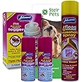 Flea Treatment for House Bundle - Johnsons 4 Fleas Household Spray (1x 600ml) and Johnsons 4fleas Flea Fogger Twin Pack (2 x 100ml) Bundle with Stelr Pets Flea Guide