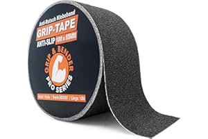 GRIP&BENDER Anti-Rutsch-Klebeband 10M für Außen, Antirutsch-Band für Aussen-Bereiche mit 80-Grit Körnung, Selbstklebende Streifen für Treppen (5,5CM x 10 Meter)