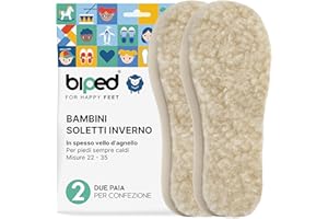biped 2 paia di solette in lana d'agnello per bambini - Solette invernali extra spesse - Solette riscaldanti per tutte le scarpe e gli stivali dei bambini z1021