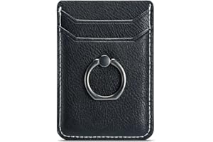 DMaos Kartenhalter Hülse mit Ring, RFID Credit Wallet Kunstleder Stick auf Rückseite Griff für iPhone Samsung Smartphone mit - Schwarz