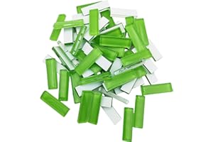 BTMIEY Tiras de mosaico de vidrieras para manualidades, 200 g, piezas de mosaico transparente de 200 g, manualidades, manualidades, material (verde, 3,2 cm)
