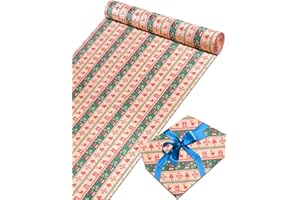 Rouleau Papier Cadeau Noel 44cm x 30m, TOYPOPOR 13 Modèles de Papier D'emballage de Noël, 100 g/m² Recyclé Biodégradable Papier D'emballage Cadeau pour Noël, Anniversaire, Vacances (Rennes rouges)
