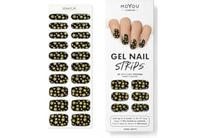 MOYOU LONDON Semi Cured Gel Nail Wraps, 20 Pcs Gel Nail Polish Strips for Salon-Quality Manicure Set with Nail File & Wooden Cuticle Stick (UV/LED Lamp Required) - Midnight