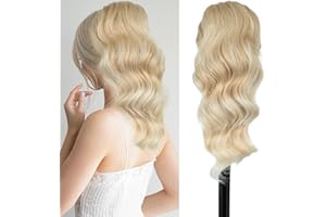 JUZIVIEE Ponytail Extensions Blond mit Klammer Haarteil Pferdeschwanz Extension Lang Locken Haarverlängerunge Verlängerung Kunsthaar Synthetisches Zopf Ponytail wie Echthaar 40cm 082E-16