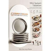 Transformacion &Ccedil;elik Mini Sunum Tabağı 5'li Set 11 cm - Metal Kahvaltı &Ccedil;erezlik Re&ccedil;ellik Lokumluk Sosluk Kasesi, &Ccedil;ay Kahve Ya