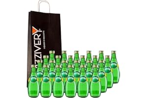 VIZZIVERY Acqua Minerale Naturale Frizzante - 20cl x 24 Bottiglie in Vetro con Tappo a Vite in Alluminio
