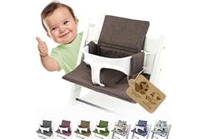 NINNA-NANNA BY BAMBINIWELT Sitzkissen Ersatzbezug Bezug Kissen-Set Sitzverkleinerer kompatibel mit Stokke Tripp Trapp für Hochstuhl-Kinderstuhl Mod. 2 (org.mittelbraun)