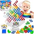 Vibbang 64 Pcs Tetra Tower Balance Game, Tetra Tower Stacking Game, Tetra Tower Building Blocks Board Game, Parent-Child Interactive Montessori Toy Puzzle, Swing Stack Balance Toy for Kids Adults