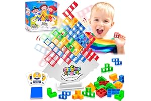 Vibbang 64Pièce Tetra Tower, Jeu d'Empilage Tetra, Jouet d'Équilibre pour Enfant Swing Stack Balance Game, Tetra Tower Blocs de Construction de Jouets pour Adulte Enfant, Jouets Montessori
