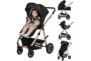 LIONELO Amber Passeggino Trio 0-22 kg Passeggino set 3-in-1: Passeggino + Navicella + Ovetto per neonato e bambini 0 fino a 48 mesi o 22 kg Regolabile e pieghevole, Ruote grandi, Cappotina XXL