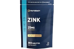 Zink Tabletter 25mg - 365 Veganska Tabletter per år