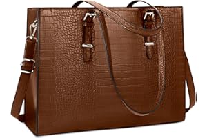 Lubardy Handtasche Damen Shopper Damen Groß Laptop Tasche 15.6 Zoll Elegant PU Leder Umhängetasche Arbeitstasche für Business Büro Schule Einkauf Arbeit Dunkelbraun