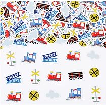 JOYMEMO 200 Stück Zug-Konfetti – Chugga Chugga Two Two 2. Geburtstag Deko, Buntes Papierstreu
