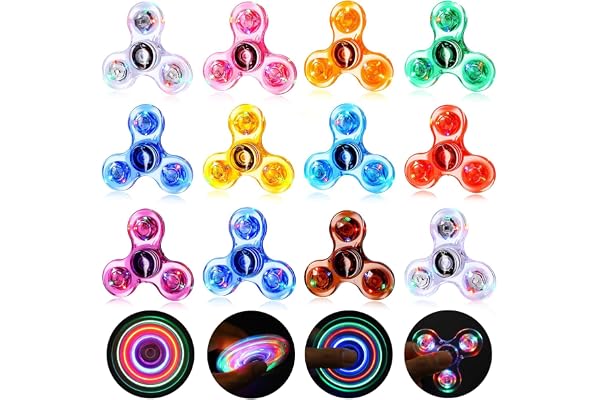 Gigilli Fidget Spinners Lot de 12, Fête Favors LED Fidget Spinner Jouets pour Enfants, Soulagement du Stress Jouets Sensoriels, Sac de Fête Pâques Remplisseurs Cadeau