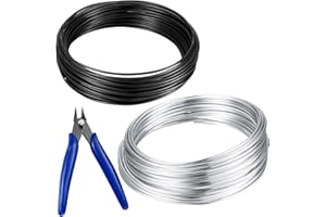 XKQYX Aluminum Wire, 38.8 Ft (10m) Florist Craft Jewellery Wire, 2mm Silver Beading Wire with Wire Cutter, Side Snips Flush Cable Cutter Plier, DIY Tools for Coil, Modelling, Jewellery Making