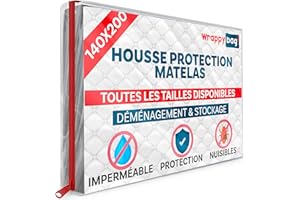WRAPPYBAG – Housse de Protection en Plastique pour Matelas – 5 Tailles Disponibles – Sac de Rangement Imperméable et Résistant aux Déchirures – Déménagement, Stockage & Transport - 140x200