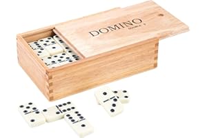 Engelhart – 250123 – Domino Double 9 – 55 kamieni z wypustką – 10 mm – drewniane pudełko – kolorowe – 2–6 graczy – 6+