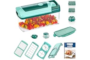 Genius Nicer Dicer Fusion | 13 części | szmaragdowa zieleń | wszystko krajalnica | szatkowanie | krojenie w kostkę | urządzenie do krojenia | TV NOWOŚĆ