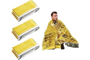 RGZD 3pcs Rettungsdecke Gold Silber Stark, Notfalldecke Wiederverwendbar Robust Reißfest Wasserdicht, Erste Hilfe Outdoor Wandern Überleben - 210×160cm
