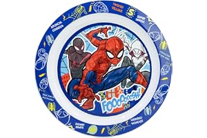 STOR Spider-Man Barntallrik av plast 938 ml – mikrovågsugnssäker, BPA-fri, ergonomisk design för barn