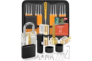 Eventronic Set Fabbro, Set Grimaldelli da 36 Pezzi Grimaldelli Lock Picking con 4 Trasparente Serratura Lucchetto con Borsa di e Istruzioni, Pratica Aprire le Serrature Set per Fabbri Principianti.