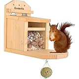Gardemics Eichhörnchen-Futterhaus wetterfest - Fertigung in sozialer Werkstatt - Futterstation aus Holz - XXL Futterautomat -