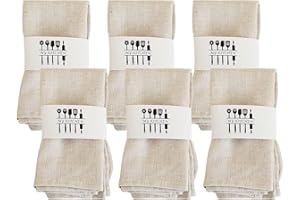 WAVATA Juego de servilletas de Lino y algodón Natural, Suave, cómodo y Reutilizable para cenar servilletas de Lino para Celebraciones de Boda y decoración de Fiestas, 40 x 40 cm (6 PCS, Marrón Claro)