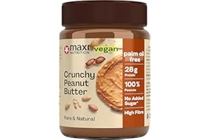 MaxiNutrition Crunchy Peanut Butter, 350 g, 100% Peanuts, No Sugar, high in Protein, No Palm Oil