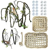 PietyPet 25 Stück Terraristik Eidechse Lebensraum Dekor Zubehör, Bärtiger Drache Hängematte, 2 Seegras Reptilien…