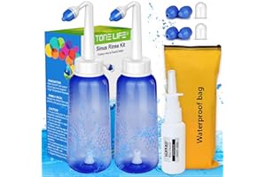 TONELIFE 2PCS Neti Pot -|2 Bottle + 4 Nozzle| + Nasal Spray（Bottle Only） - 300ml 10oz Neti Pot Sinus Rinse - Sinus Rinse Kit - Nose Cleaner & Sinus Irrigation - Nasal Sprayer Blocked Nose