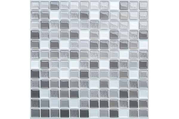 HyFanStr 3D Mosaique Carrelage Adhesif Mural Imperméable Auto-adhésif Sticker Carrelage 23.6X23.6cm pour Cuisine Salle de Bain-4 pièces