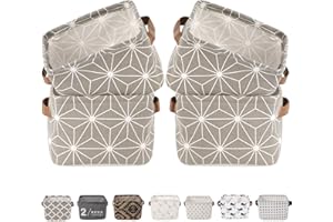 LessMo 4 Pack Storage Baskets, Collapsible Mini Storage Boxes, Canvas Fabric Waterproof Storage Bins made from Cotton and Linen, for Toys, Bathroom, Closets, Playroom (GALAXY, Thin/waterproof)