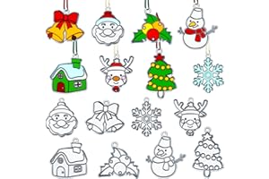 CENSEN 16 Piece Christmas Window Bauble DIY Craft Suncatchers - Xmas Acrylic Decorations, Mixed Color Satin Ribbons (2 to 2.76 Inches, Classic Style)