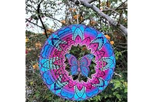 ZYEKIU Carrillon de Viento Rotación Molino de Vientos 3D Wind Chimes for Garden Decoración Colgante Molino de Viento Jardin Exterior 30CM para Exteriores e Interiores para Jardín, Patio (Mariposa)