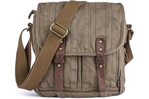 Gootium Vintage Canvas Classic Umhängetasche Messenger Bag/Schultertasche Herren, 25 cm, Armee Grün