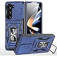 YmhxcY For Samsung Galaxy Z Fold 5 Case,Military Grade Protective Case,With [Upgraded] Slide Camera Cover,360° Rotate Metal Stand Magnetic Case,for Samsung Galaxy Z Fold 5 5G-Blue