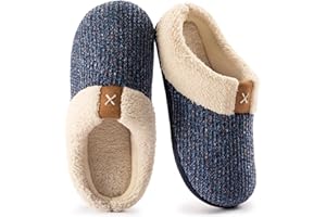 ULTRAIDEAS Damskie przytulne kapcie z pianki z pamięcią kształtu puszyste wełniane pluszowe polarowe wyściełane buty domowe z podszewką z wewnątrz i na zewnątrz antypoślizgowa gumowa podeszwa