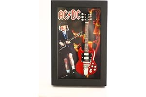 ROCK GUITAR MINIATURES RGM8800 Angus Young ACDC Miniature Guitar Collection in Shadowbox Frame