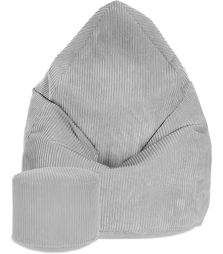 Fauteuil Pouf Enfant Lounge Pug En Velours Côtelé - Siège Cocooning Anthracite 40x40cm