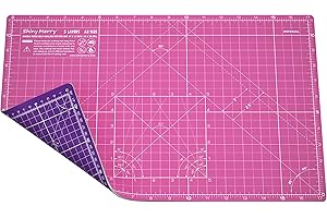 Self Healing Cutting Mat A3, 12" x 18" Fabric Cutting mat Double Sided 5-Ply Craft Cutting Board for Sewing,Crafts,Fabric, Quilting, Scrapbooking Projects, Pink/Purple-Shiny Merry