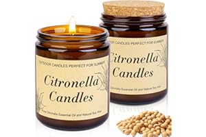 Nalikosty Velas de Citronela Para Exteriores – 8oz Juego de Velas 2PCS - Lemongrass Perfumadas Grandes de Cera de Soja – 240 horas de Combustión para Camping/Exterior/Jardín/Terraza/Pícnics/Interior