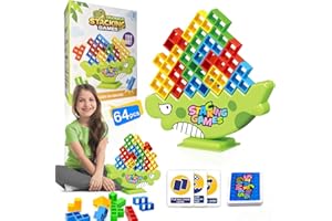 CEBOIC 64Pcs Tetra Tower Balance Game, Stacking Blocks Balance Building Toys for Kids & Adults, Swing Stack High Child Board Table Games, Tetris Tower for Family Games, Parties, Travel