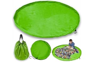 JJ PRIME - Toy Storage Bag | Large Bag Mat | Foldable Kids Storage Toys Organizer | Drawstring Bag Play Mat | Storage Ideas Fast Cleanup (150cm, Green)