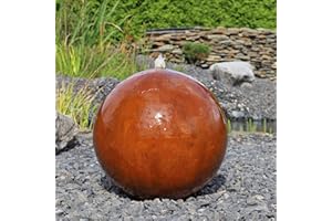 CLGarden Cortenstahl Kugelbrunnen CSB50 Gartenbrunnen Wasserspiel Rost Kugel Springbrunnen mit LED Beleuchtung