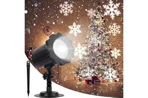 AVOKADOL Christmas Snowflake Projector Lights Outdoor, Christmas Projector IP65 Waterproof, LED Snowfall, Large Snowflake for Indoor Outdoor Decoration Holiday Garden Party