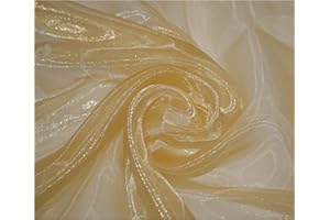 THEFABRICTRADE Premium Crystal Organza Voile Fancy Dress Costume Decorations Fabric 150cm Wide/Sold by The Metre (Gold)