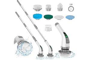 PANCELLENT Elektryczna myjka spinningowa, 2025, ulepszona elektryczna szczotka do czyszczenia 7 w 1, 360 obr./min, wydajne czyszczenie, 1,5 h, podwójna prędkość z przedłużeniem do kuchni, samochodu, płytek,