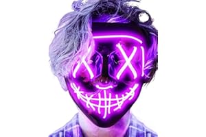 AnanBros Máscara de Halloween con luz LED que brilla en la oscuridad, 3 modos de iluminación para juegos de disfraces, cosplay y fiestas