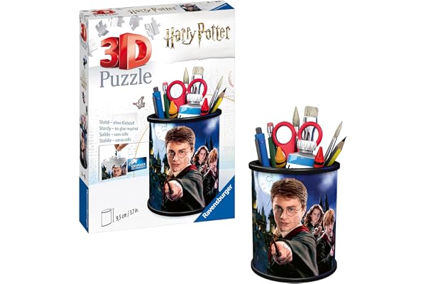 Ravensburger - Puzzle 3D Pot à Crayons - Harry Potter - A partir de 6 Ans - 54 pièces numérotées à Assembler sans Colle - Accessoires Inclus - Hauteur 9,5 cm - 11154